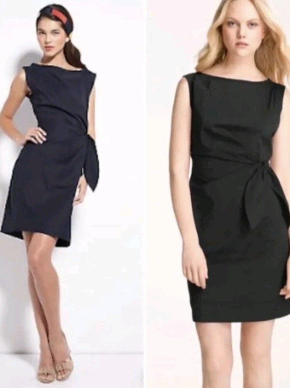Diane Von Furstenberg Black Sleeveless Sheath Dress with Side Tie